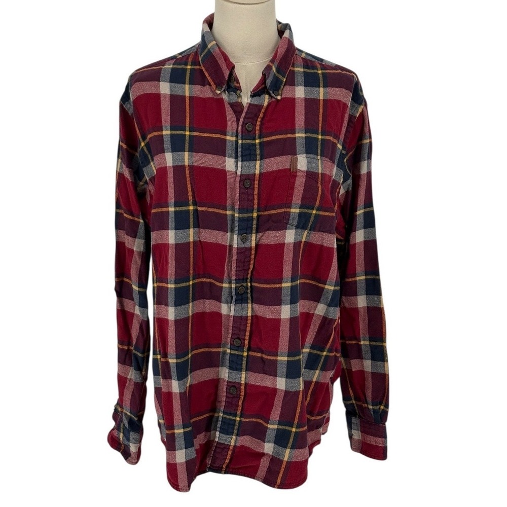 Chaps Performance Plaid Flannel Shirt Long Sleeve Button Up Cotton Mens L